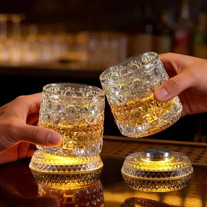 One Piece Pack Spinning Whiskey GlassesSet, 360 Degree Rotating Old FashionedCrystal Tumbler with Unique Relief Base,Rotatable Cocktail Wine Cup for Flavor,Drinking Glassware & Bar AccessoriesValentine's Day gift!