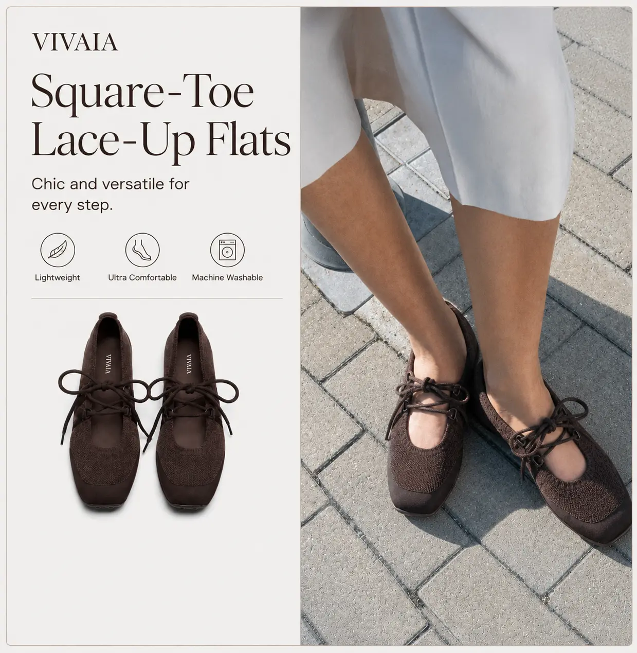Recommend Size down ½ (True to size for wide feet) | VIVAIA Square-Toe Mary Jane Flats, Wide-Feet Friendly Velvet Knit Shoes with Cushioned Bubble Sole, Fall Shoes for Women, Back to School (Cecily) tiktokshopbacktoschool