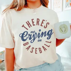 Comfort Colors Baseball Tee, There’s No Crying in Baseball Shirts, Baseball Mom Shirt, Game Day Outfit, Relaxed Fit, Casual  Style