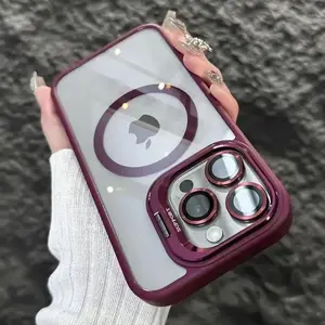 Transparent Silicone Case Cover with Magnetic Shockproof Camera Holder, Compatible with iPhone Series, Perfect Gift for Any Occasion