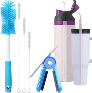 5 Pcs Water Bottle Cleaner Brush Set for Owala  Cup,Multifunctional Bottle Brush and Long Straw Cleaner Brush,Cleaning Kit for Owala/Stanley/Yeti Tumbler Cup Accessories