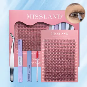 MissLand beginner-friendly Voluminous Queen Natural look Self-Grafting Cluster Eyelash Kit – 8-18MIX Faux Mink lash cluster kit & Seal Tweezer Included,Bestselling Ultra-Thick DIY Waterproof False Lash Extensions Makeup Lightweight Cosmetic