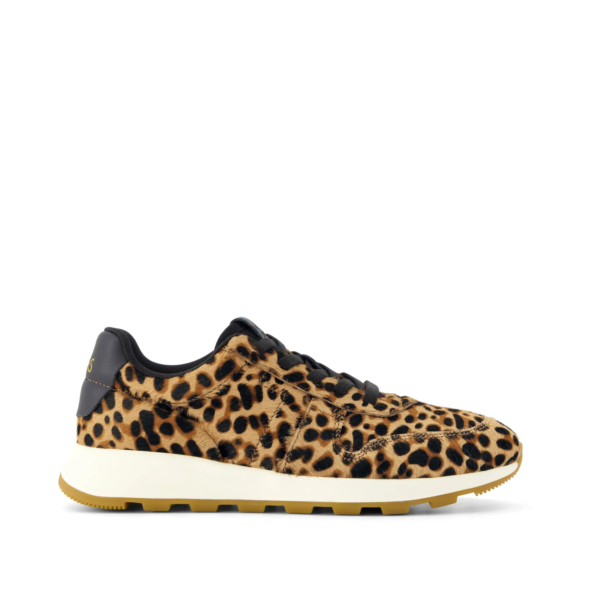 Womens TRVL LITE Retro Runner Sneaker Brown Sugar Leopard Print Hair Leather
