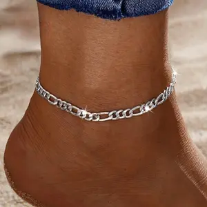 Simple retro chain versatile anklet bracelet, Figaro unisex bracelet anklet dual-use