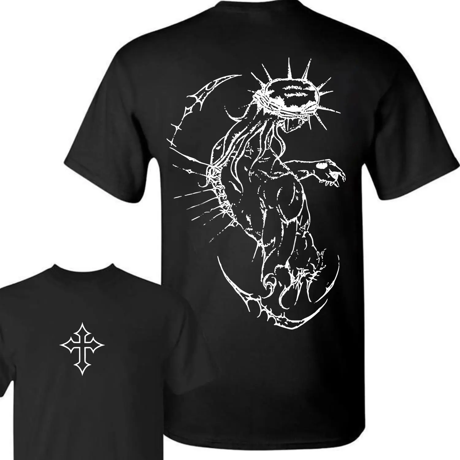 Women's Oversized Short-Sleeve Graphic T-Shirt - Brandless JJBA Jesus Design, Cross Print, Round Neck, Cotton Fabric, Casual Menswear Gift for Fitness Enthusiasts, Shortsleeve, Tshirt, Streetwear, Clothes, Top, Breathable, Machine Wash, Oversize Tee, Cros