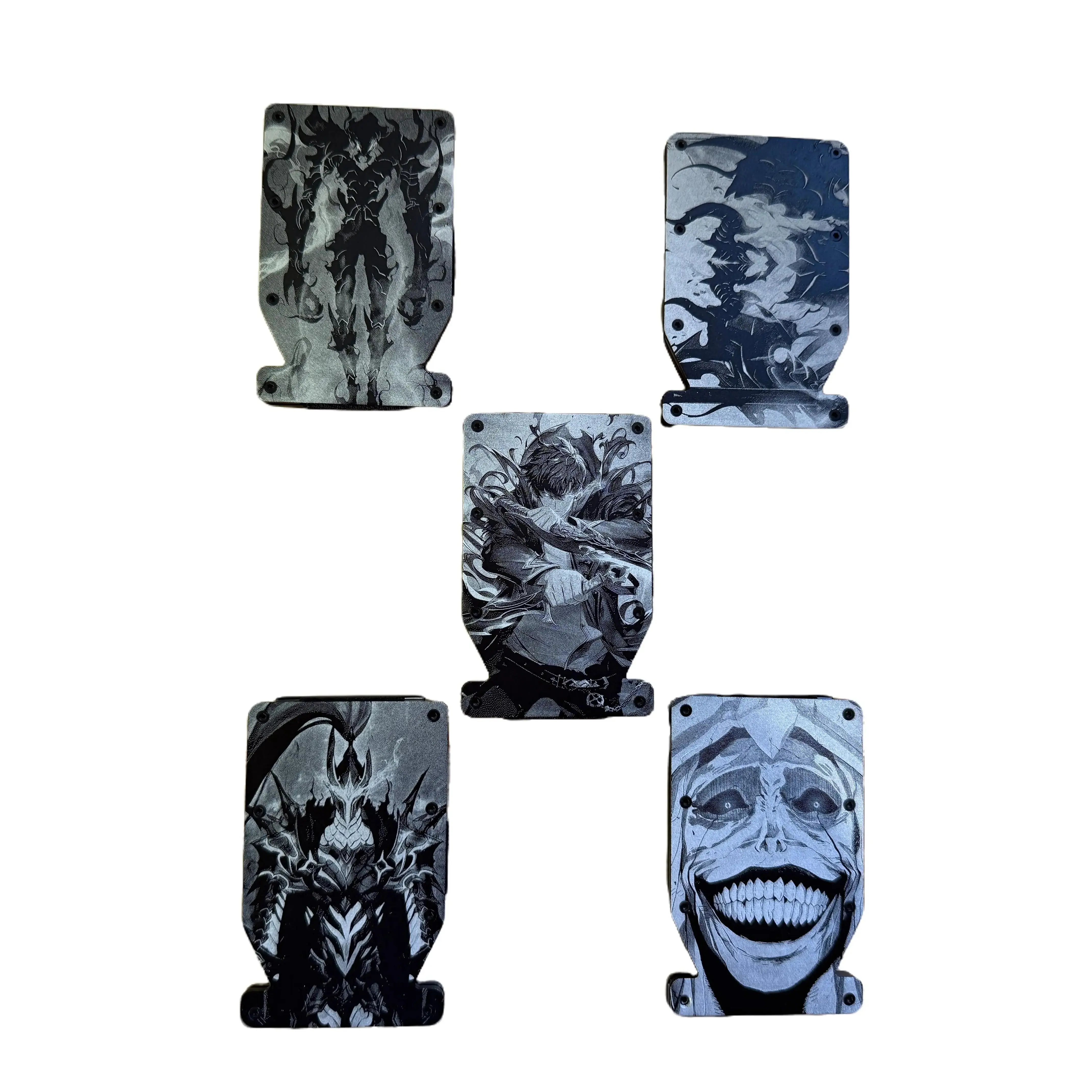 "The Notch" The Shadow Army Fantasy Laser Engraved RFID EDC Slim Metal Aluminum Wallet Anime Gift Otaku Accessory Dragon Design Anti-Theft Protection