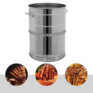 Portable Charcoal BBQ Grill with 50 Skewers Stainless Steel Outdoor Barbecue for Camping Beach Backyard Party