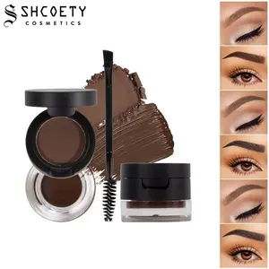 Wild Brow 2-In-1 Kit - Smudge-Proof Pomade & Powder for Busy Girls Game Changer with Dual-Ended Brush and Built-in Mirror - Makeup
