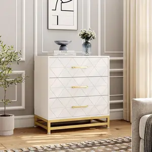 White Wooden Dresser for Bedroom,Dressers & Chest of Drawers with 3 Drawer,Wood nightstand for Storage and Organization