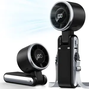 Portable Handheld Turbo Fan - 5 Gear High Speed 4000mAh Rechargeable Mini Personal Hand Fan Blow Cold Air, Battery Operated Travel Essentials, Beach Vacation, Gifts for Women, Men