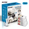 Snofrid Rechargeable & Cordless Travel Vacuum Storage Compression Bags Set - 15 Packs Thick PA+PE Transparent Space Saving Bags (3 Sizes) with USB Rechargeable Handheld Pump, Built-In Battery, Waterproof Reusable Design for Carry-On Suitcases