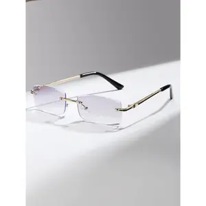 Rimless Glasses Lightweight Transparent Frames with Black Temples All-Day Comfort Softens Facial Lines Versatile Fit for Most Face Shapes Party Masks & Accessories,summervibes