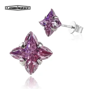 [LUMI34] S925 Sterling Silver North Star AAAAA+ Cubic Zirconia Stud Earrings, Modern Versatile Artificial Gemstone Jewelry, Ideal Birthday Anniversary Gift, Cubic Zirconia Studs