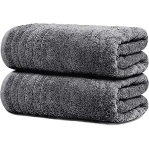 100% Cotton Extra Large Bath Sheets (Pack of 2), 35x70 in Lightweight Oversized Bath Towels, Quick-Drying, Super Soft, Absorbent, Dark Grey