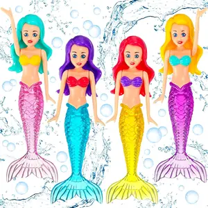 4 Counts Mermaid Dive Bath Toys Colorful Mermaid Pool Swimming Pool Games for Boys Girls Teens Adults, Fun Underwater Play, Safe and Durable Pool Beach Toys for All Ages