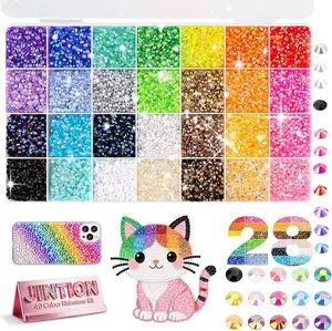 26000Pcs 3mm Colorful Resin Gems Set, Mixed Shades Bedazzling Crystals with Tweezers, Perfect for Clothing, Fabric, Crafts and Nail Decor