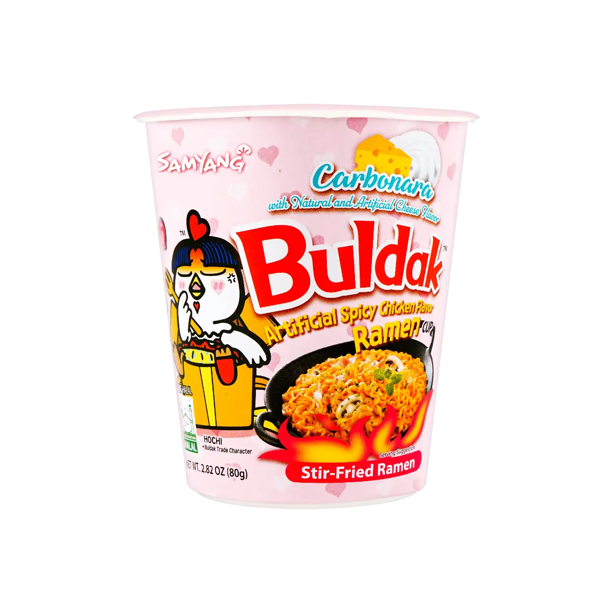 Samyang Buldak Creamy Cheese Ramen Noodles - Korean Spicy Chicken Stir-Fried Instant Cup Noodles, 80g