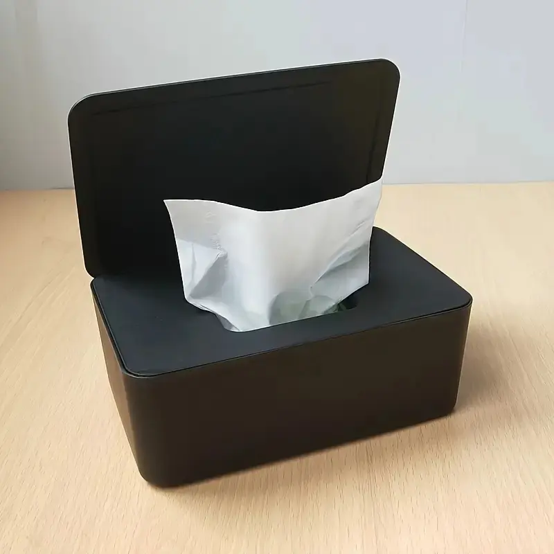 Reusable Plastic Wet Wipes Box W/ Dustproof Seal Lid-Compact Desktop Paper Towel Holder Tissue Box Home Office Design