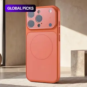 Can mimic the new 17 Pro Max magnetic phone case Cover, suitable for iPhone 17, 16, 15, 14, 13 Pro Max Plus, compatible with MagSafe, fully protects the camera lens and is drop-resistant, Staryu Orange color