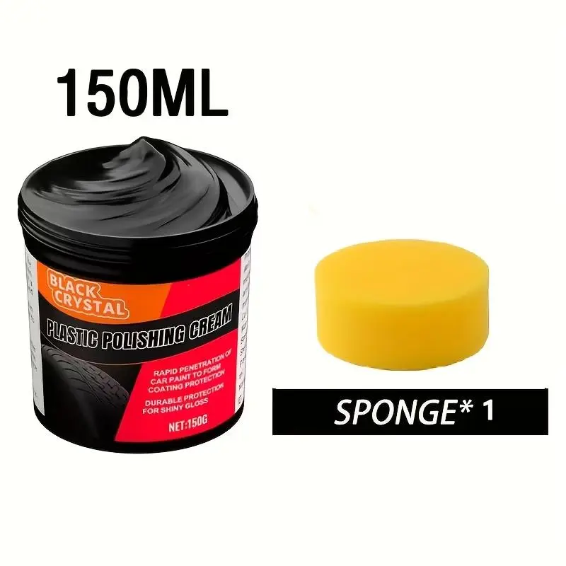 150ML Black Crystal Tire Gloss Paste, Auto Plastic Rubber Restorer Wax, Anti-Aging Fade Scratch Repair Cream for Car Interior Exterior Trim