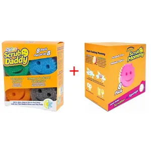 Daddy Sponges 8 Pack & Scrub Mommy 8 Pack - Scratch Free Multipurpose Kitchen Sponges - Stain & Odor Resistant Cleaning Tools - House Cleaning Supplies