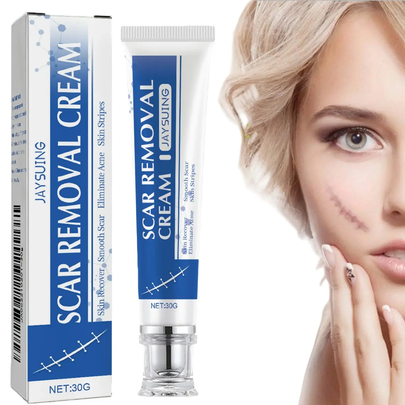 Scar Repair and Moisturizing Cream, Scar Treatment Cream, Fades Scars While Hydrating Dry Skin, Lightweight Non-Greasy Formula, Suitable for Most Skin Types