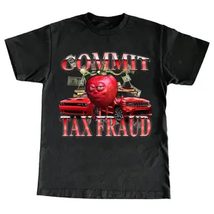 Commit Tax Fraud Funny Shirt for Men, Tropical Short-sleeved Crewneck Top
