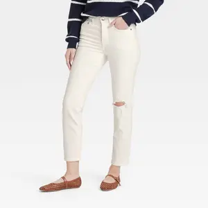 Women's Mid-Rise 80's Slim Fit Jeans - Universal Thread White 4