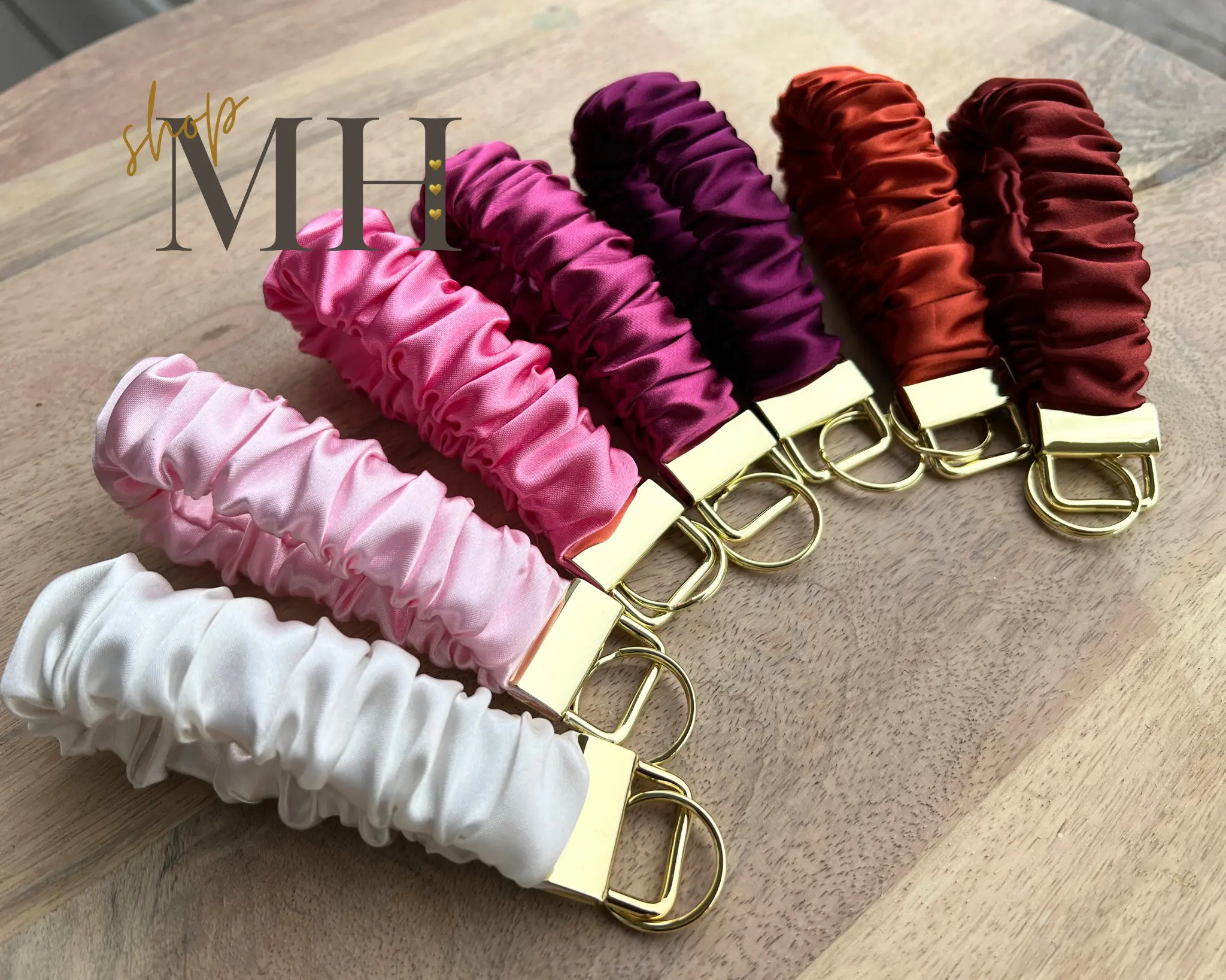 Handmade Satin Scrunchies Keychain wristlet, Key holder, Scrunchies Key Fob, Scrunchies wristlet, Bridesmaid Gift, Hot pinks