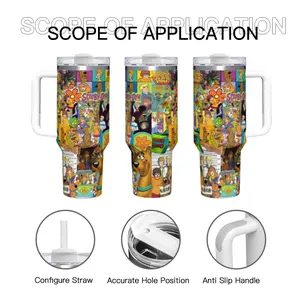 SCOOBY-DOO Pattern 40oz Stainless Steel Insulated Tumbler | Double-Wall Vacuum Flask for Hot & Cold Drinks | Multi-Purpose Cup for Home, Office, School | Perfect Friend Gift & Summer Drinkware