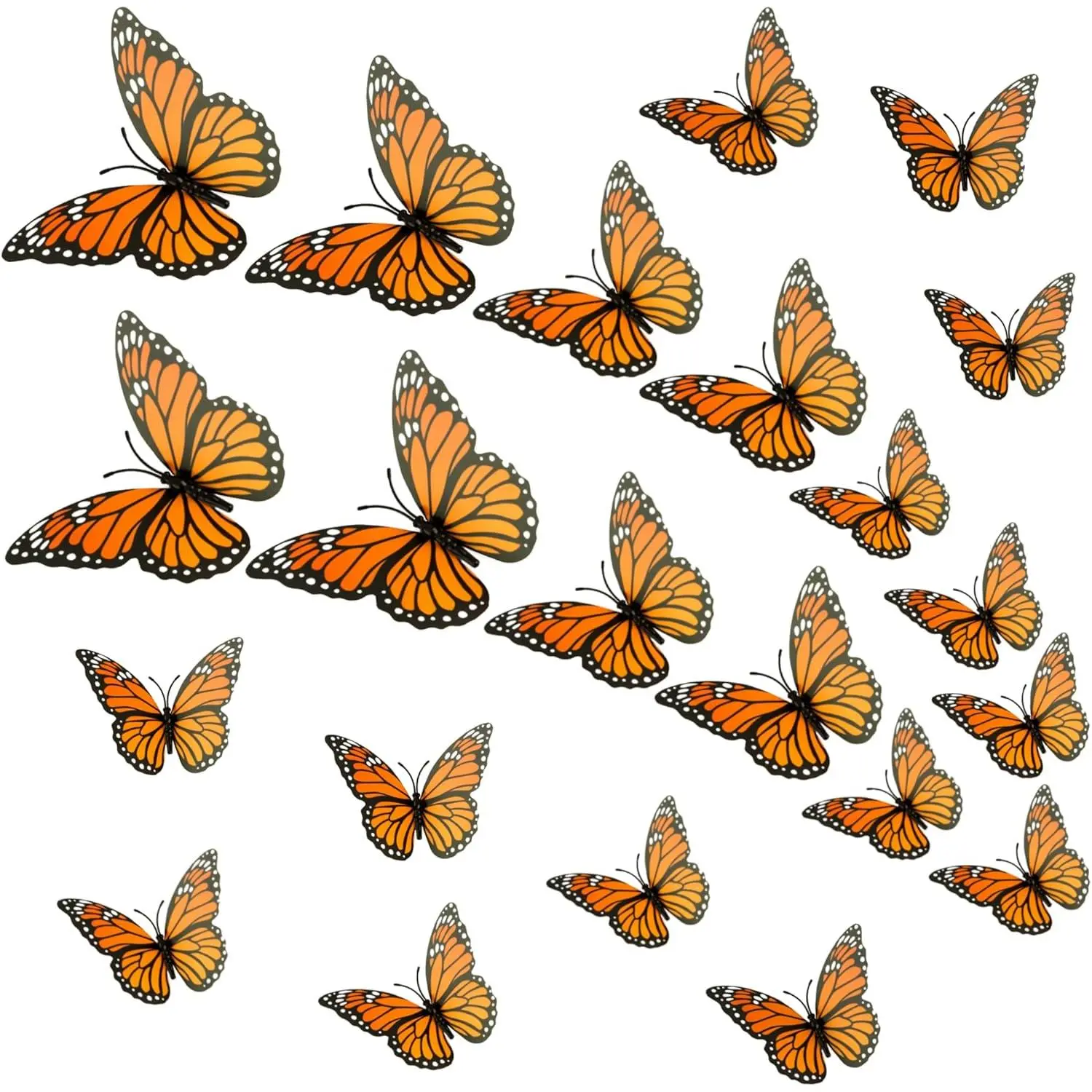 Monarch Butterfly Decorations 24 count Butterfly Wall Decor 3D Orange  Butterflies Realistic Butterflies for Crafts Day of The  Halloween Party Supplies Wall Table Bedroom Decorations