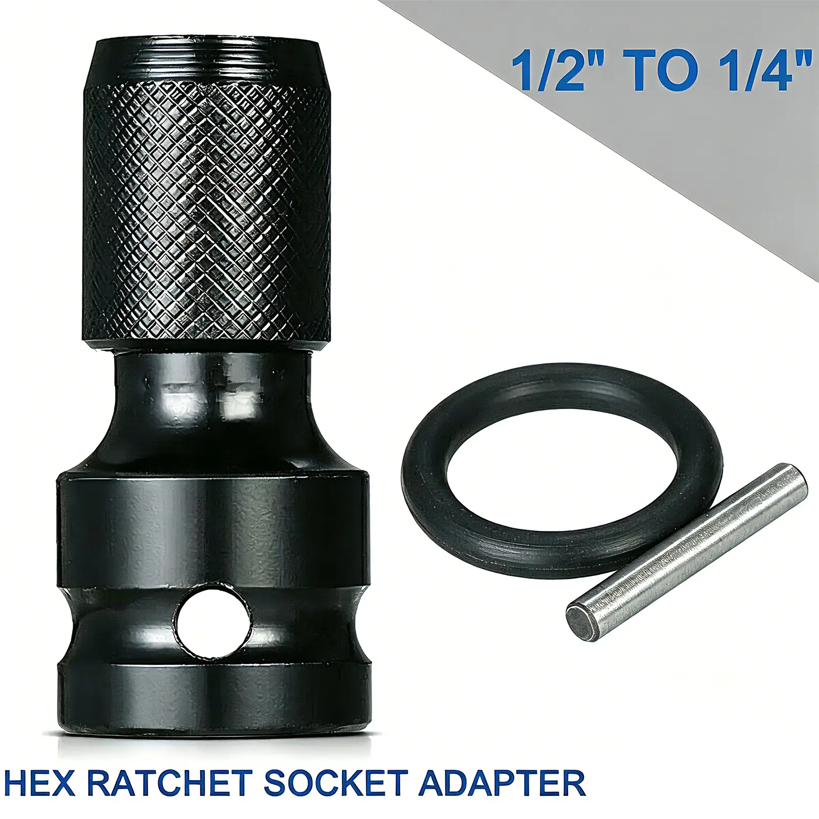 1/2" Square Drive to 1/4" Hex Female Socket Adapter, Cr-Mo Steel Impact Wrench Adapter, Impact Drill Adapter for Impact Wrench Ratchet, Quick Release