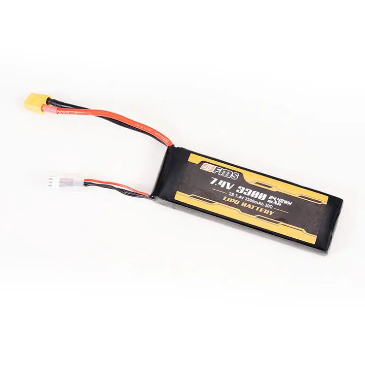 FMS High Performance Rechargeable Lithium Ion Lipo Battery - 7.4V, 3300mAh, 30C, XT60 Plug, Cells for Electric Remote Control Toy Accessories