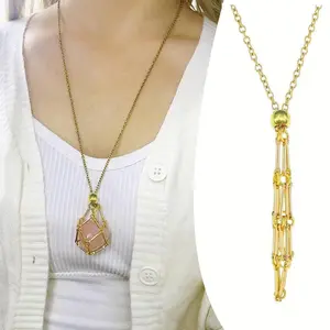 Stainless Steel Crystal Cage Necklace Adjustable Net Chain Stone Collecting Holder Anti-Tarnish Durable Design Easy to Open/Clos