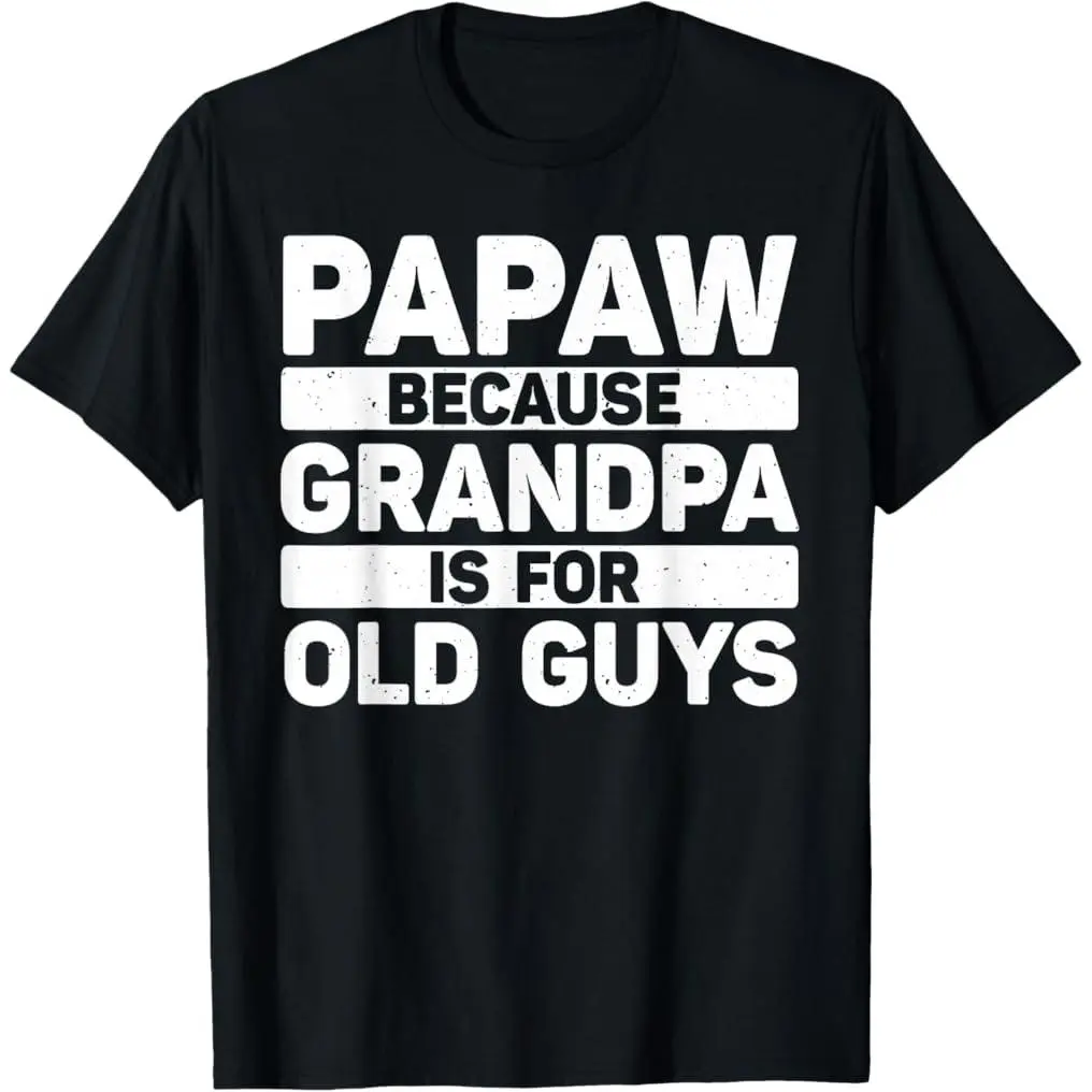 Unisex Round Neck Short-Sleeve Papaw Graphic Tee - Soft Classic Cotton Sports Top, Vibrant Print Casual Wear, Father's Day Gift From Grandkids to Grandpa