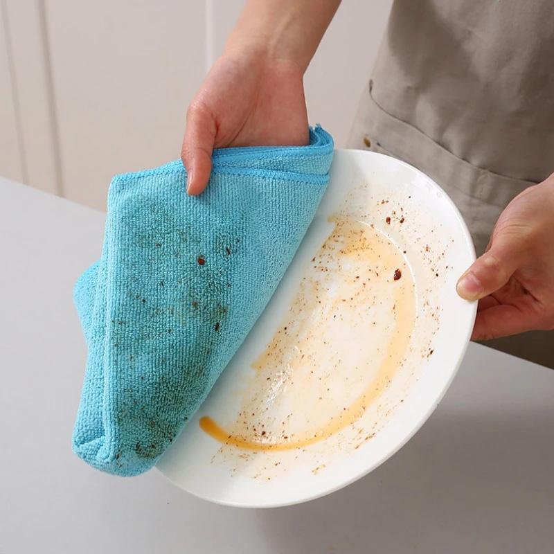 [Clearance Sale] Double-Layer Microfiber Cleaning Cloths - Reusable, Washable & Long-Lasting Household Essentials, Lint-Free, Scratch-Safe, Soft, Ultra-Absorbent, Quick-Dry, Assorted Colored, 9.84x9.84in Multiple Sets (10/20/30/50pcs) for Kitchen/Bath