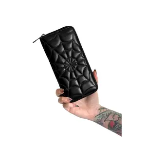 Spiderweb Zipper Wallet - All Black