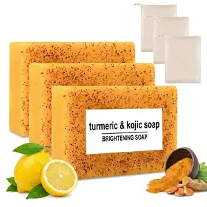 Turmeric Kojic Acid Soap Bars Infused with Retinol Hydrolyzed Collagen Vitamin E & Shea Butter Gentle Care for Face Body & Underarms SLS Free Suitable for Oily & Dry Skin 100g Brightening Soap
