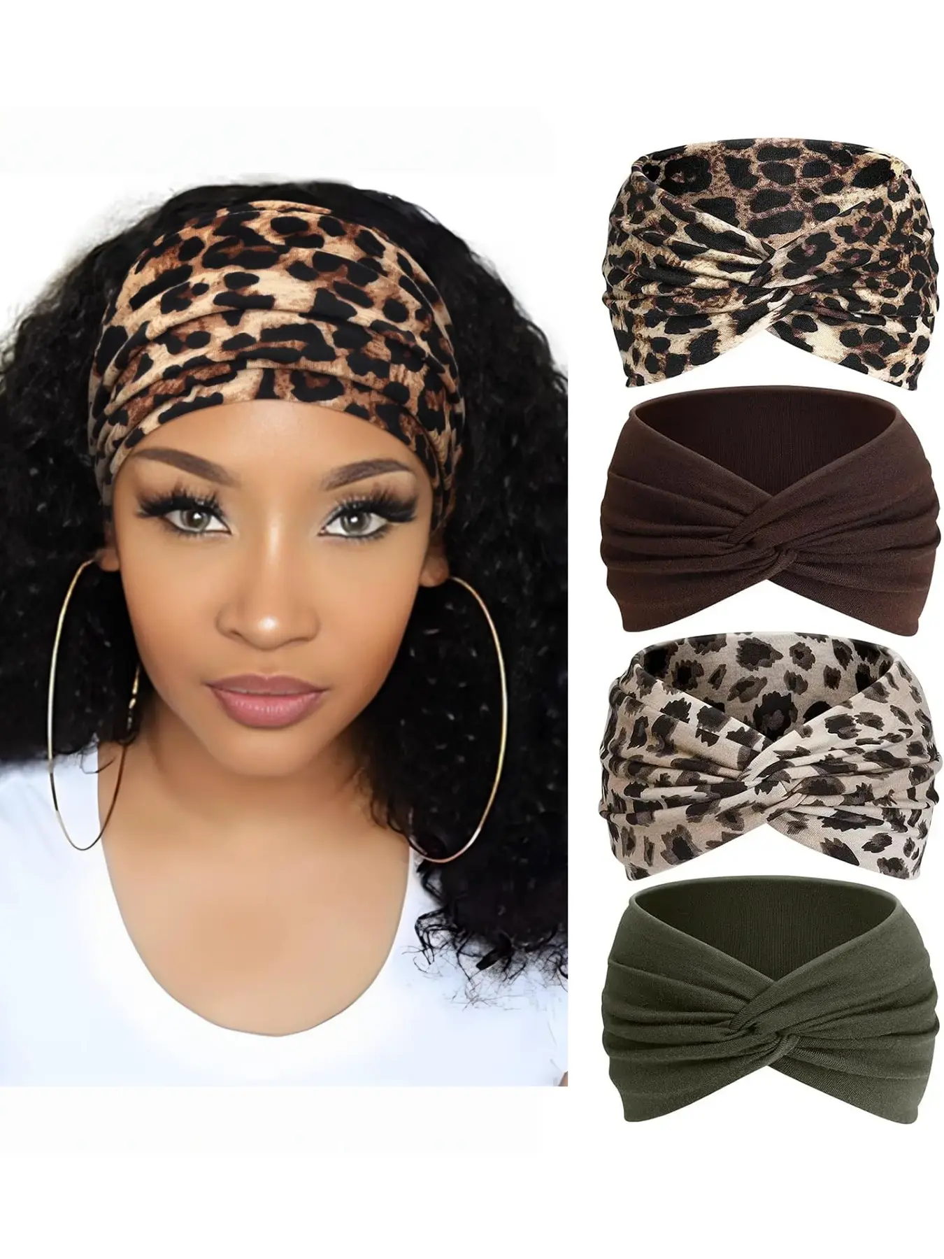 CUBIDUPI Women’s Boho Sweat Headbands Set, Elastic Wide Hair Bows Headbands with Bow, Colorful Hair Accessories for Sports, Makeup Styling, Sweat Headband