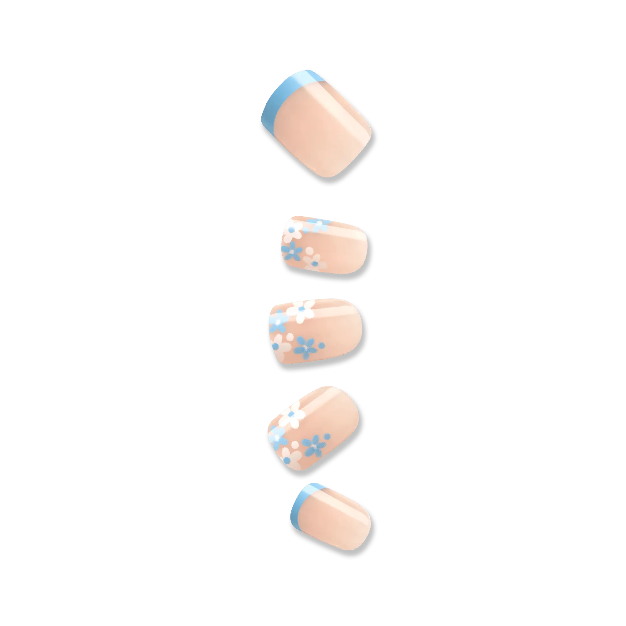 Impress French No Glue Fake Press On Nails - Snooze | French Design, Blue, Short, Squoval, Manicure