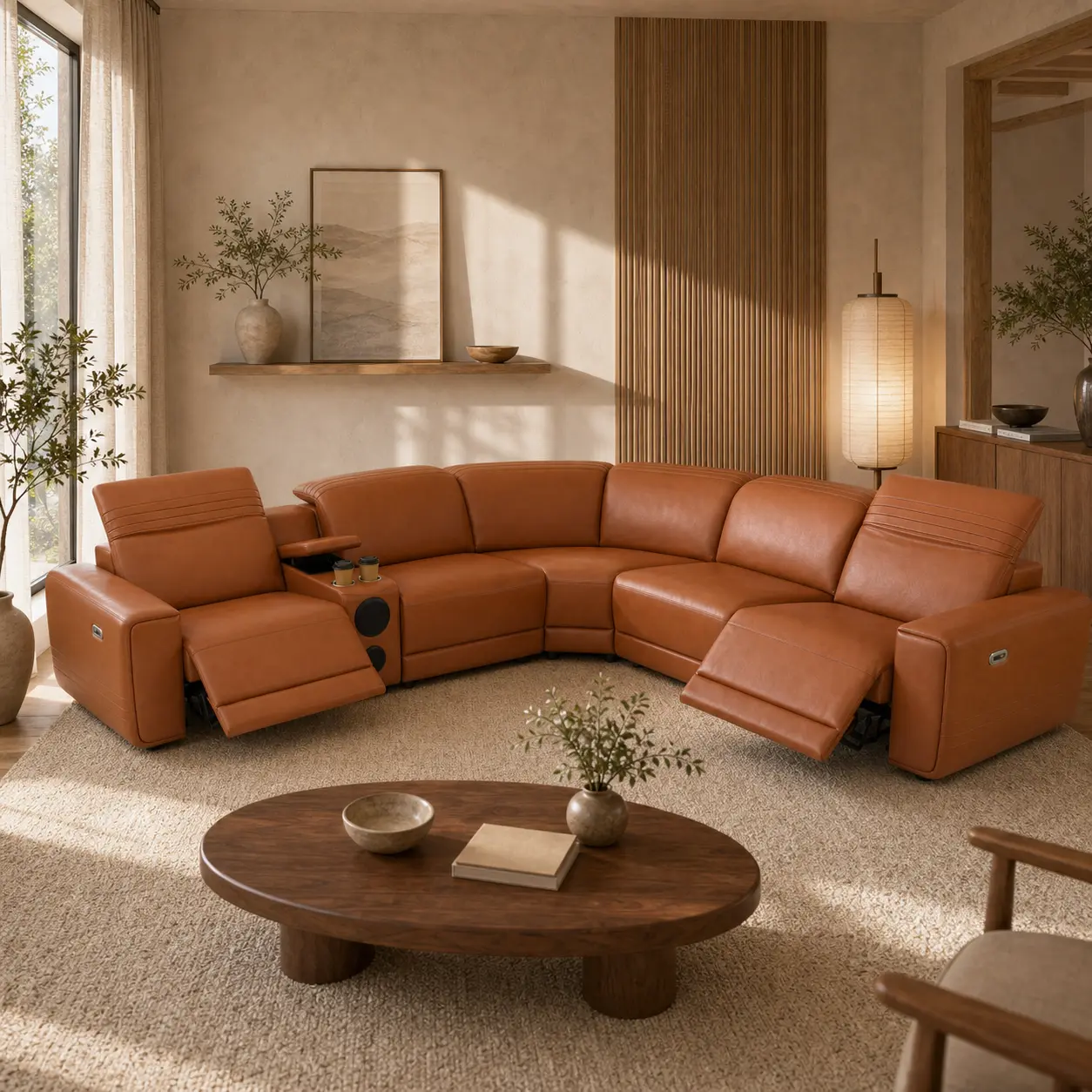 orange sofa set, yellow recliner sofa, breathable PU leather couch, 6 piece sofa set, modern reclining couch, intelligent sofa set, family room seating, apartment sofa