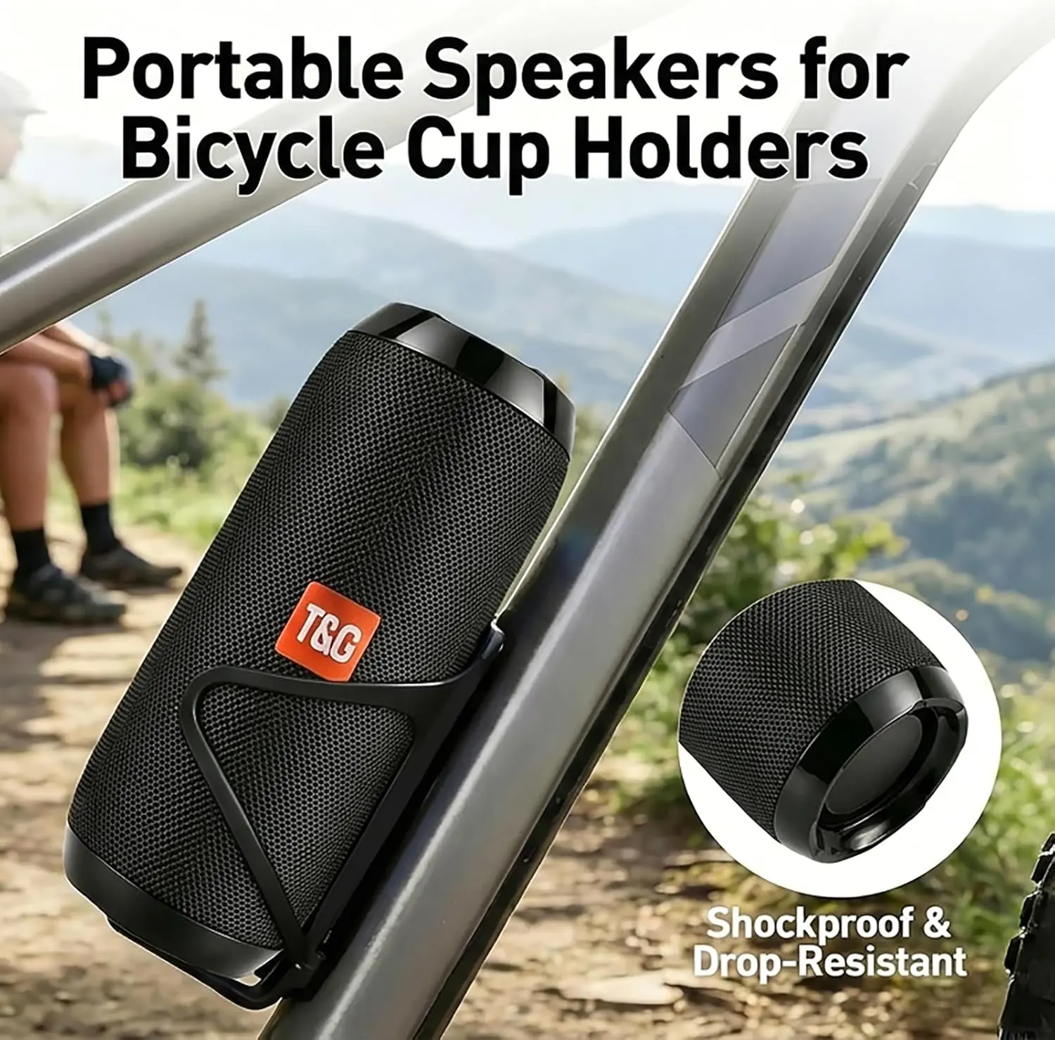 T&G TG117 Portable Bluetooth Speaker, IPX4 Waterproof Wireless Speaker with Subwoofer, 10W Stereo Pairing, Mini Loud Speaker for Biking & Traveling, Supports TWS & FM Radio & TF Card, Gift, Black,Audio,Smartphone