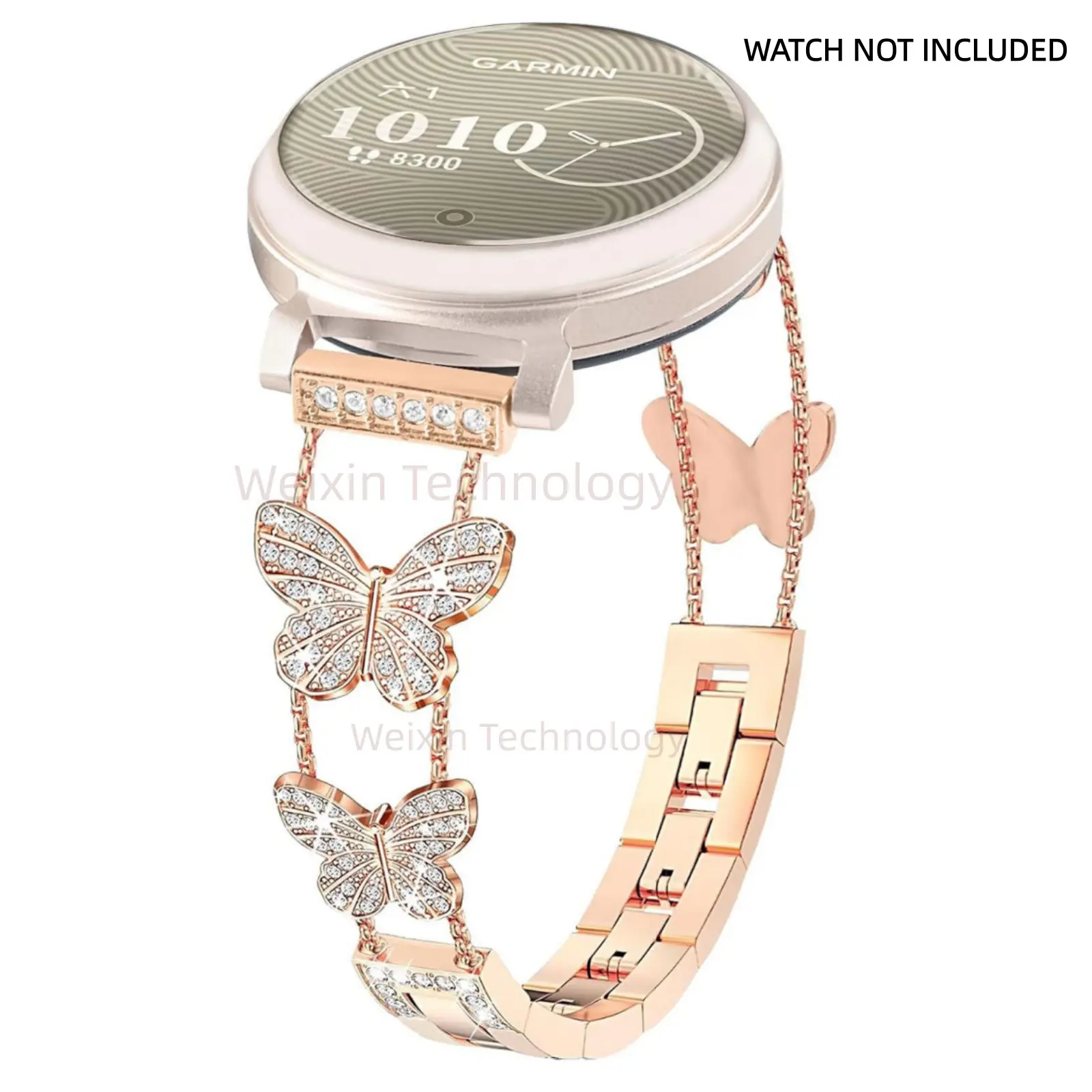 metal 14mm strap compatible with Garmin Lily 2/2 Women's Acid, slim stainless steel chain butterfly set diamond bracelet replacement strap suitable for Lily 3/2 activity watch accessories, Watch Straps