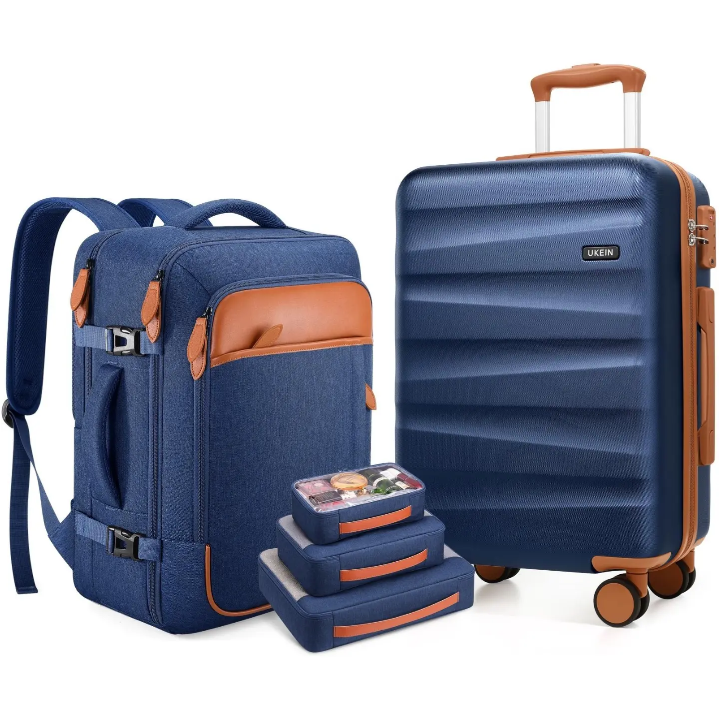 UKEIN Carry-On Luggage Set with Backpack – 3-Piece Lightweight Travel Set with Spinner Wheels & TSA Lock,YKK Zipper,  Airline Approved, Business Trip Luggage, Lightweight Travel Luggage,summervibes,back to school shopping tiktokshopbacktoschool