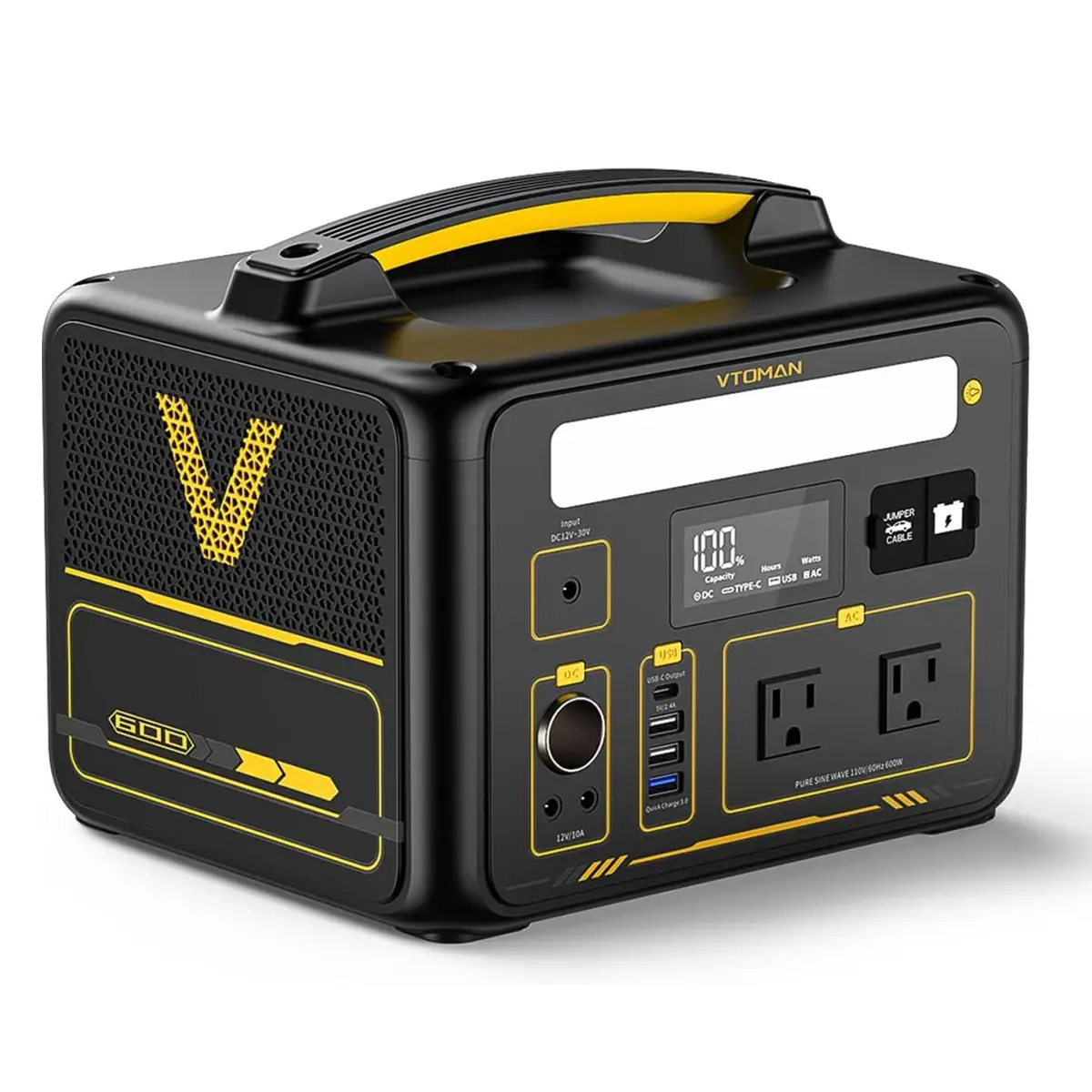 VTOMAN Jump 600X Portable Power Station 600W 1200W Peak 299Wh LiFePO4 Battery 2x 110V/600W AC Outlets 60W PD 12V DC Output for RV Van Camping & Home B