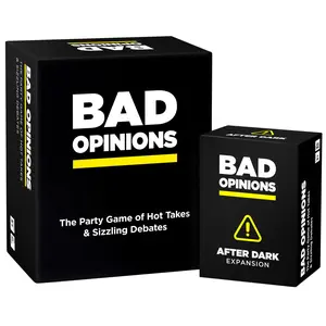 BAD OPINIONS Party Game + After Dark Expansion Set - Adult Card Game of Hot Takes & Sizzling Debates for White Elephant Parties, Stocking Stuffers and Board Games Night with Friends