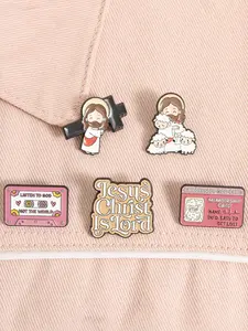 5-Pack Identity Emotion Connection Gift Badges, Brooches, Jesus Good Shepherd Design, Christian Fellowship Gifts, Community Belonging Expressions