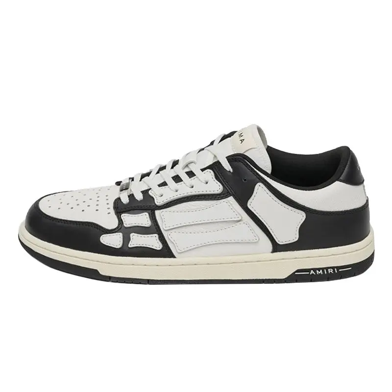 Amiri Skel-Top Low Bone Sneakers Casual Comfort Low-Top Fashion Skate Shoes for Men in Black and White Trending Shoes, House White Official Shoes to Get / Maison Mihara