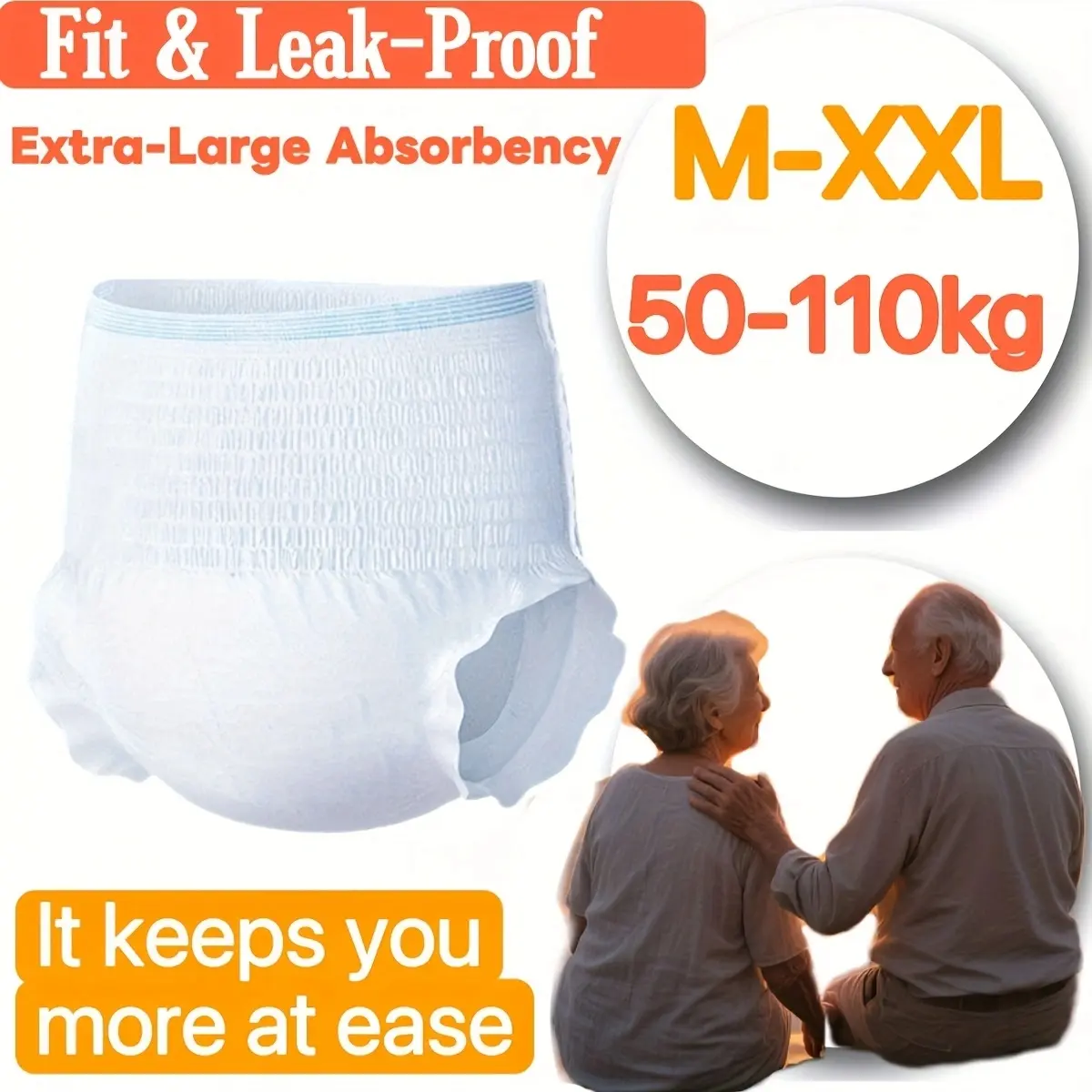 Men's & Women's Disposable Cotton Pull-Up Pants, High-Absorbency Leak-Proof Protection, Ultra-Thin Breathable Soft Comfort, Easy-to-Wear for Seniors' Home Care & Overnight Use