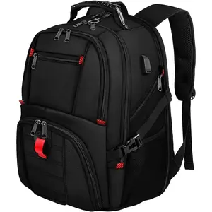 Travel Backpack, Extra Large 50L Laptop Backpacks for Men Women, Water Resistant College Backpacks Airline Approved Business Work Bag with USB Charging Port Fits 17 Inch Computer, Black